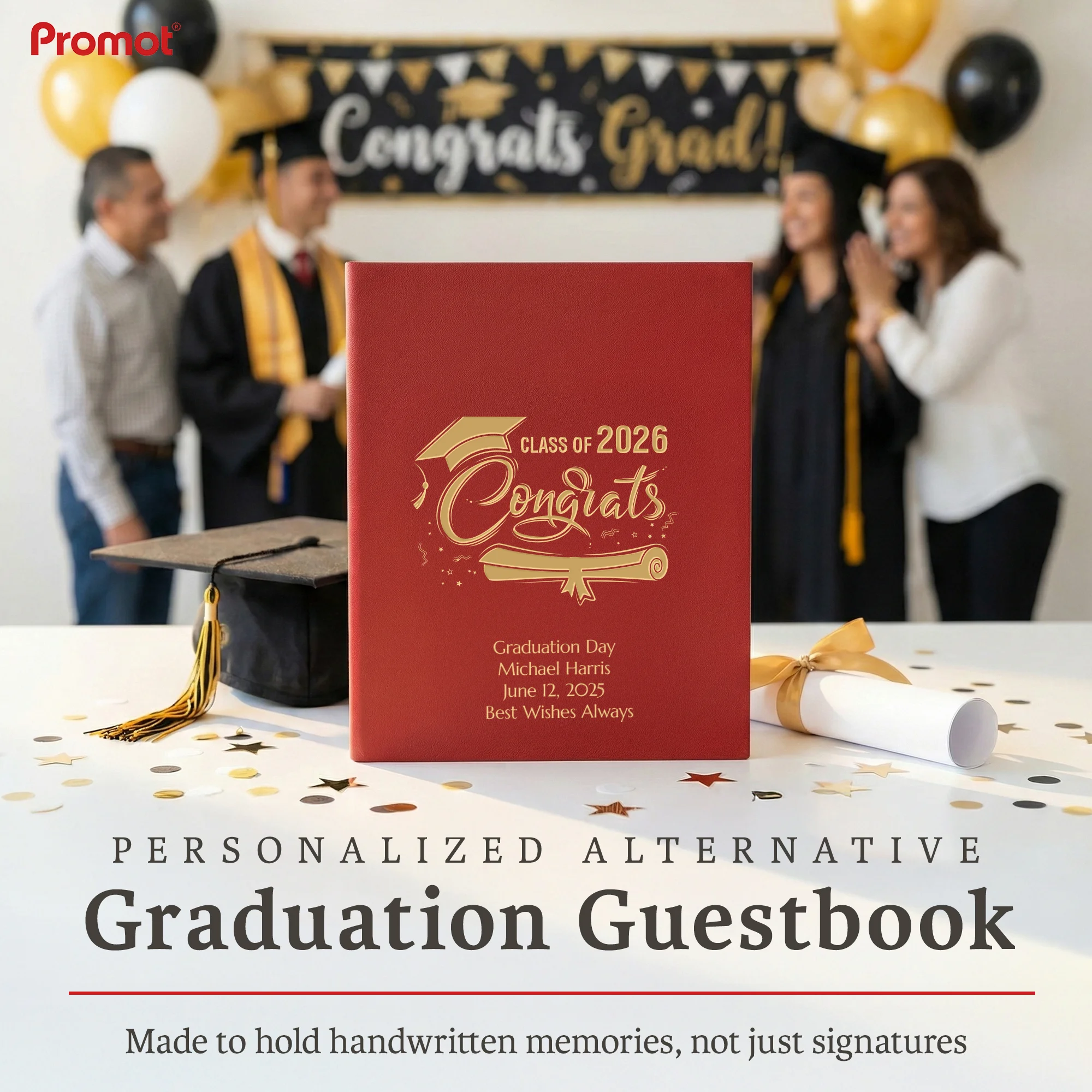 Personalized Graduation Party Guestbook- Class of 2026 (RED)